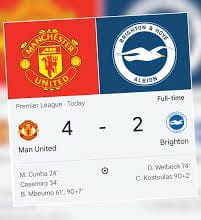Manchester United 4-2 Brighton